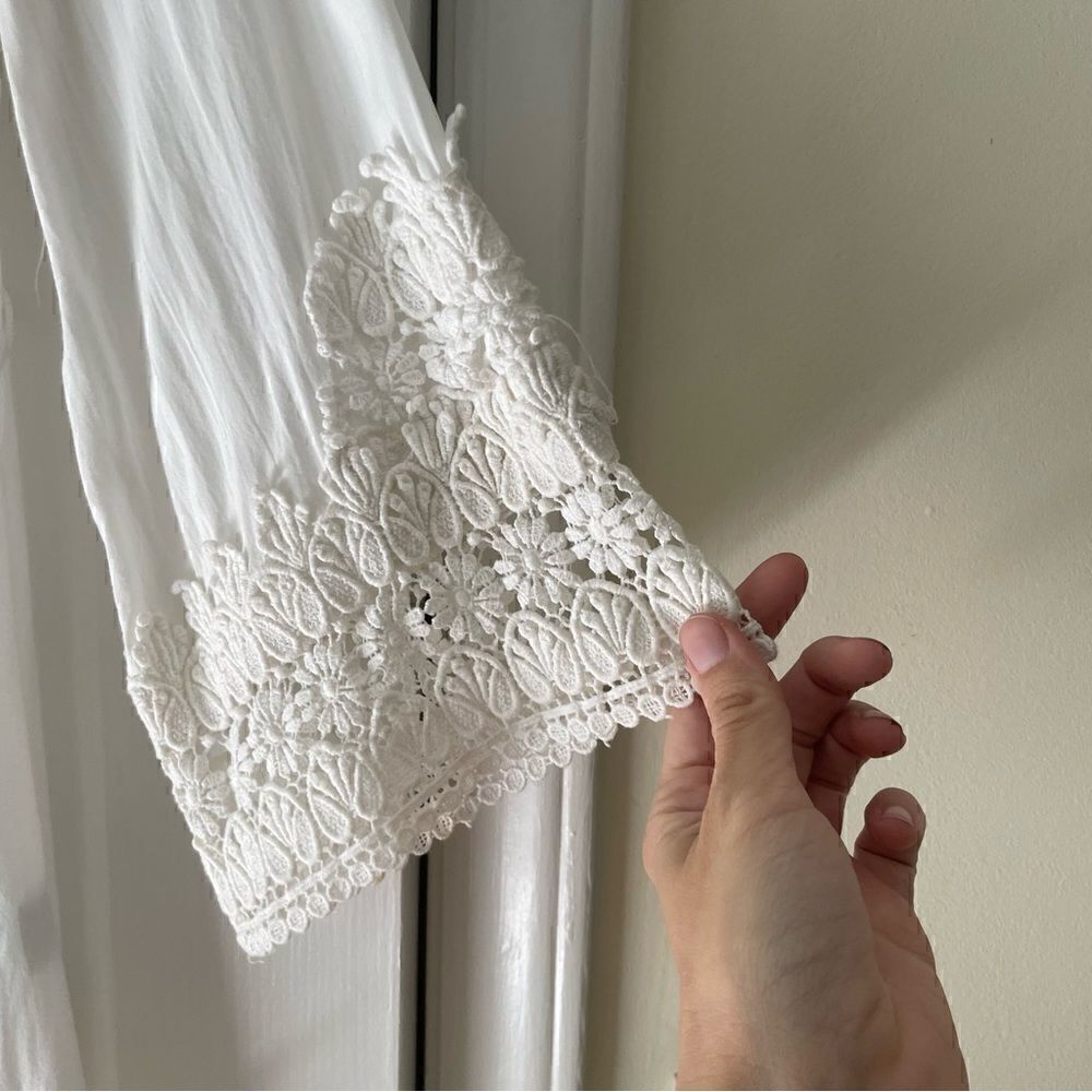 Nostalgia Boho White Crochet Detail Swim Coverup/ Tunic Size S - Picture 7 of 15